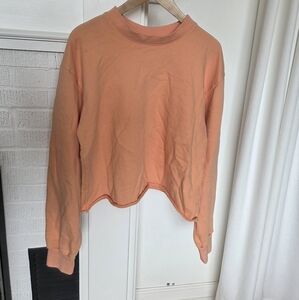 Morgan Stewart Sport Cropped Creamsicle Orange Crewneck Sweatshirt Womens Large